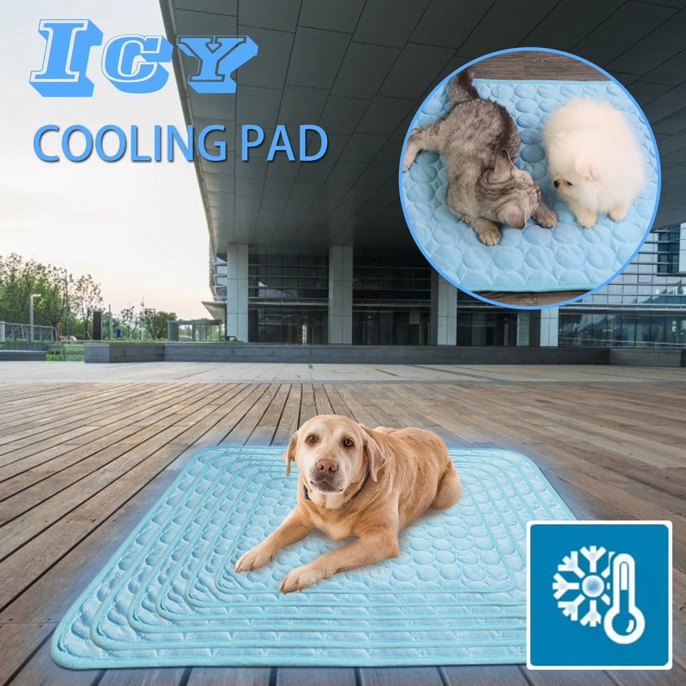 HOARBOEG Summer Cooling Mat for Dogs Cats Ice Silk Self Dog Cooling Mat ​Breathable Pet Crate Pad Portable & Washable Pet Cooling Blanket for Small Medium and Large Pet Outdoor or Home Us