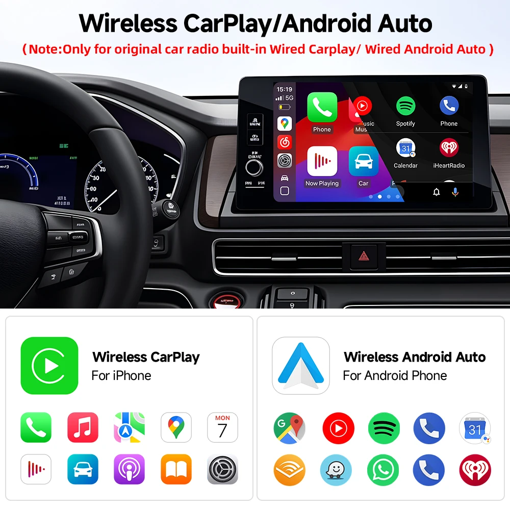 2In1 Carplay Adapter Apple AI Android Auto Car Play Smart Box Car Intelligent Systems for Toyota Honda Autosky Vw Sky Wireless
