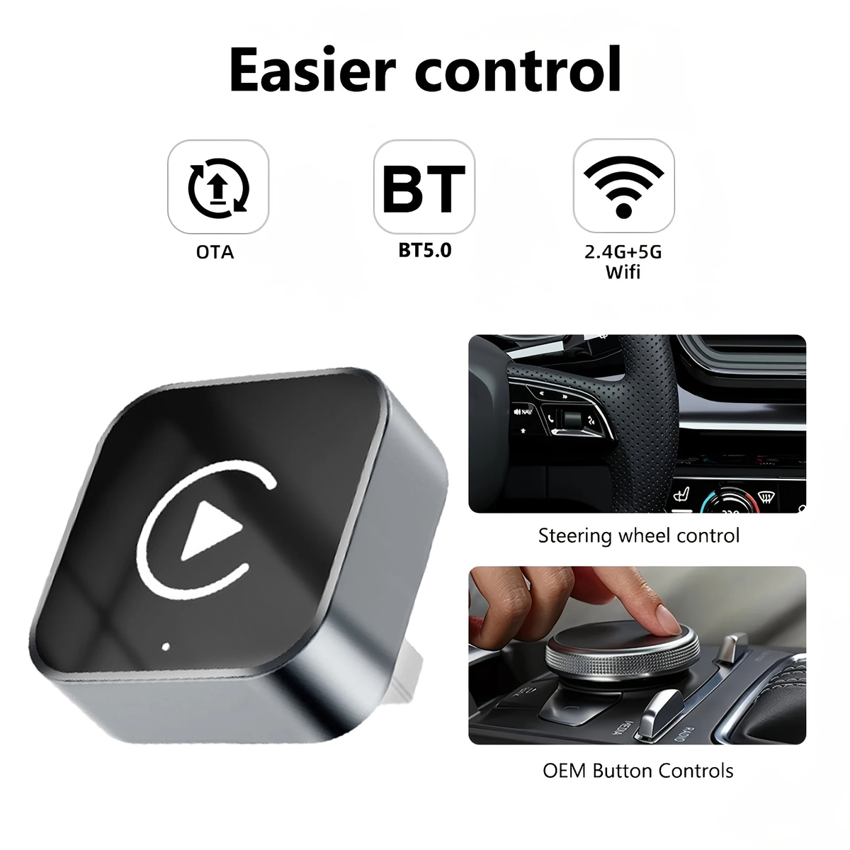 2In1 Carplay Adapter Apple AI Android Auto Car Play Smart Box Car Intelligent Systems for Toyota Honda Autosky Vw Sky Wireless