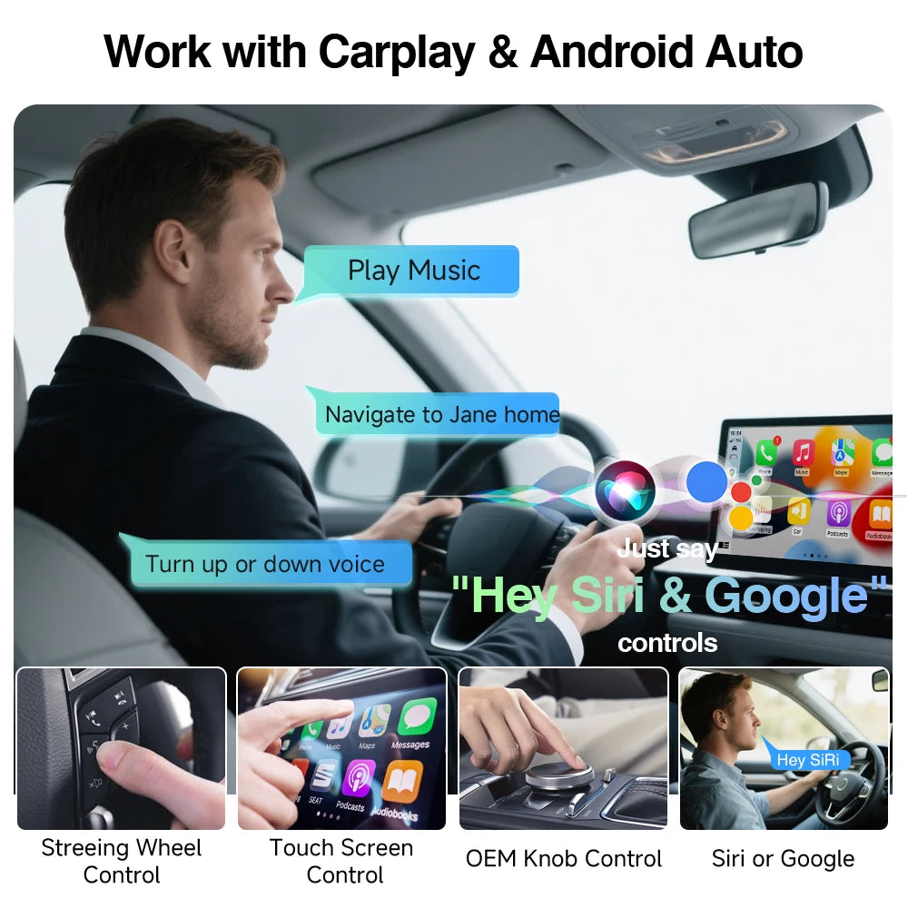 2In1 Carplay Adapter Apple AI Android Auto Car Play Smart Box Car Intelligent Systems for Toyota Honda Autosky Vw Sky Wireless